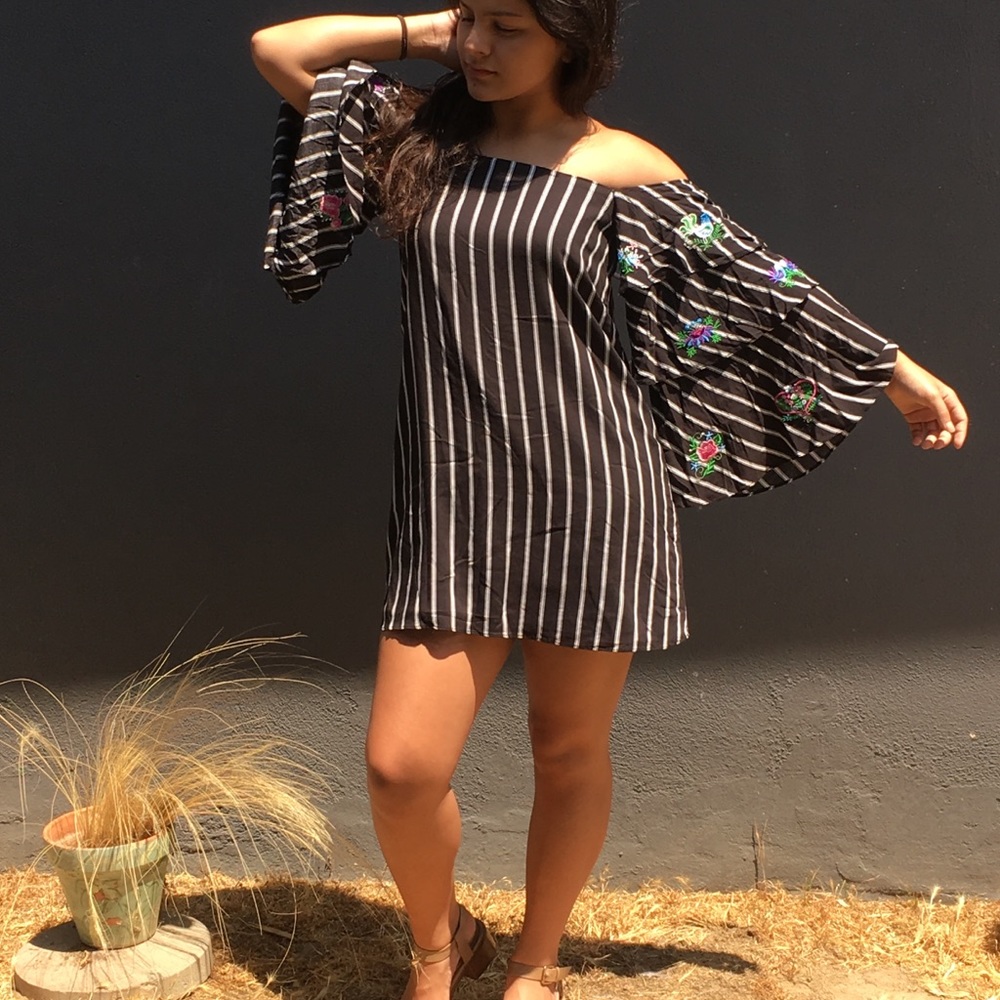 Striped embroidered dress by Vava by Joy Han